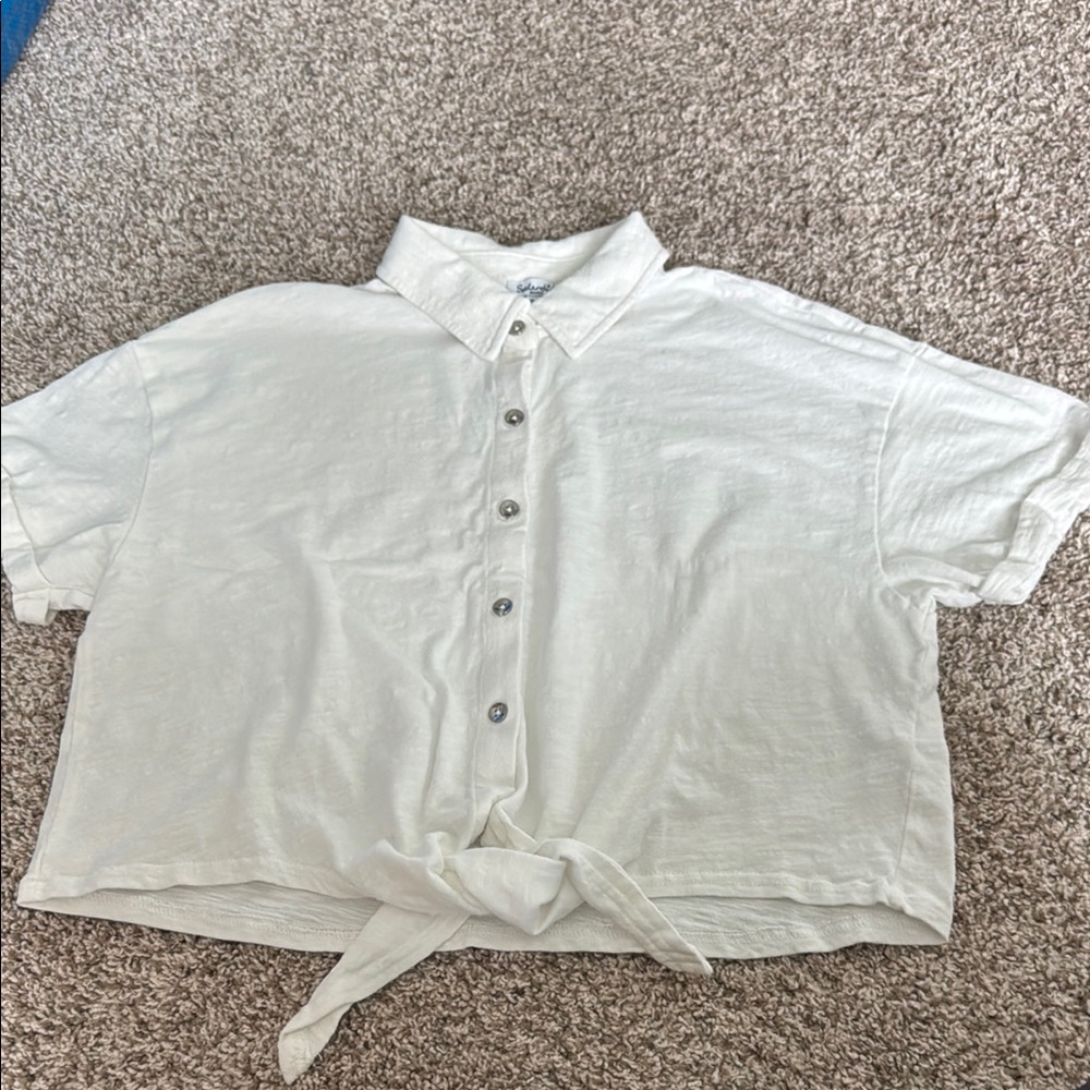 Splendid Ivory Tie-Front Blouse